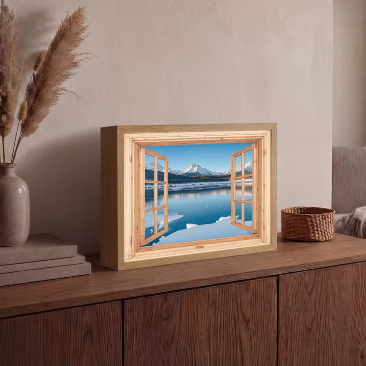 Lightbox - Wandlamp - Doorkijk - Landschap - Winter - Meer - Bergen - Uitzicht — 4