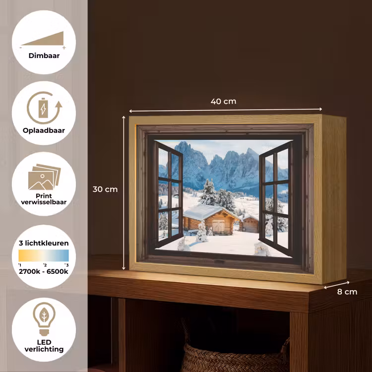 Lightbox - Wandlamp - Doorkijk - Winter - Landschap - Huisje - Bergen — 10