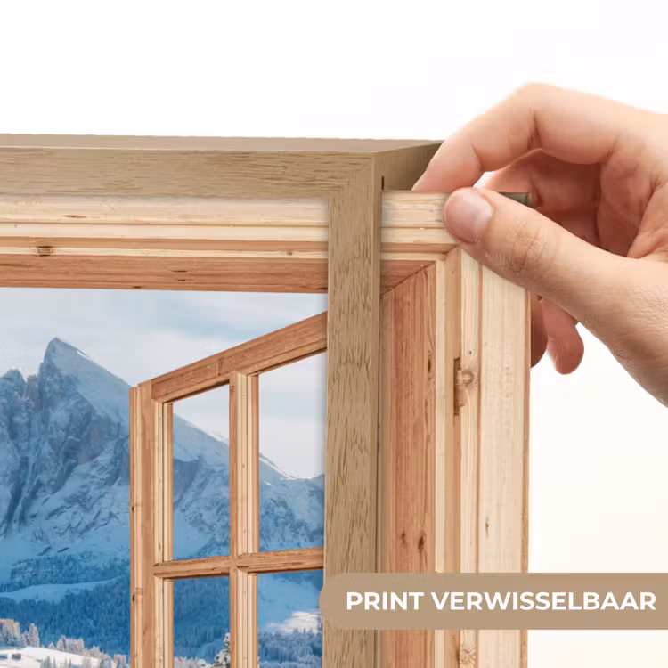 Lightbox - Wandlamp - Doorkijk - Winterlandschap - Huisje - Bergen - Uitzicht — 5