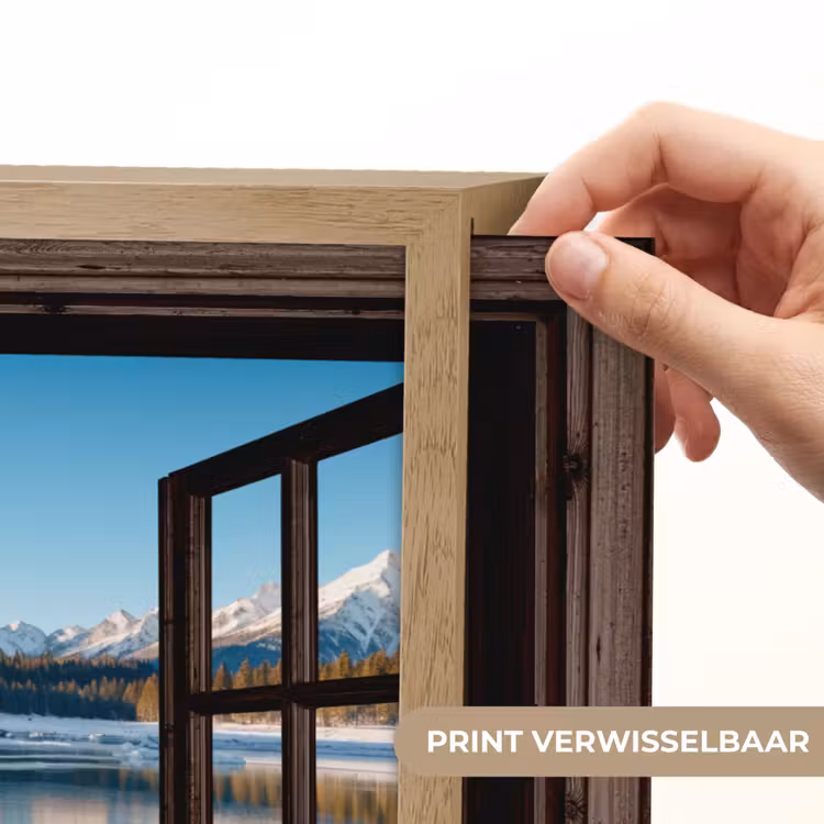 Lightbox - Wandlamp - Doorkijk - Winterlandschap - Meer - Bergen - Uitzicht — 5