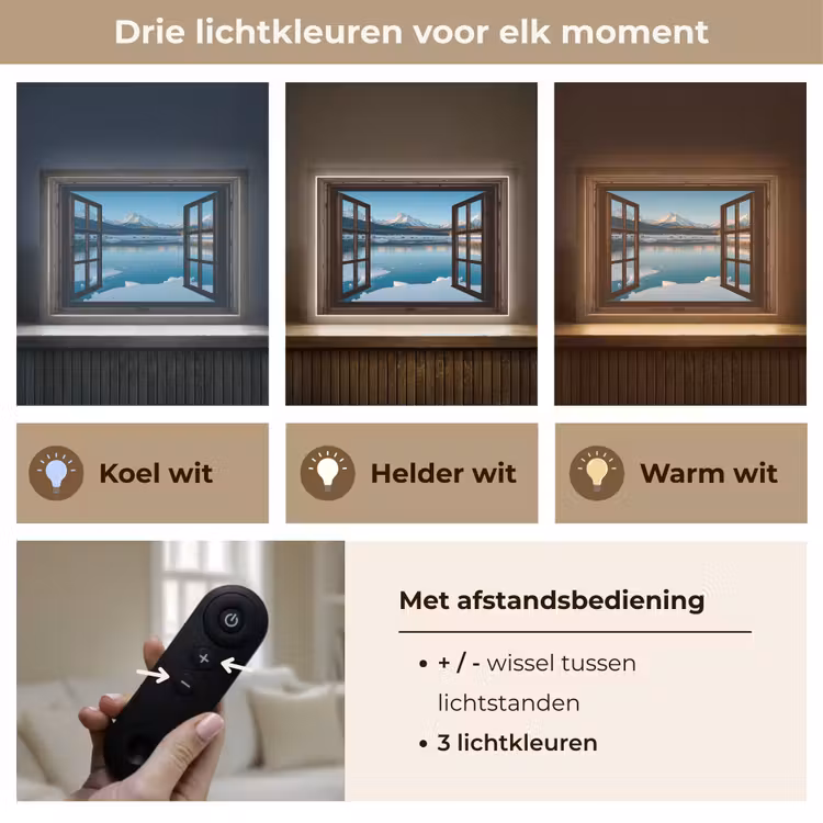 Lightbox - Wandlamp - Doorkijk - Winterlandschap - Meer - Bergen - Uitzicht — 8