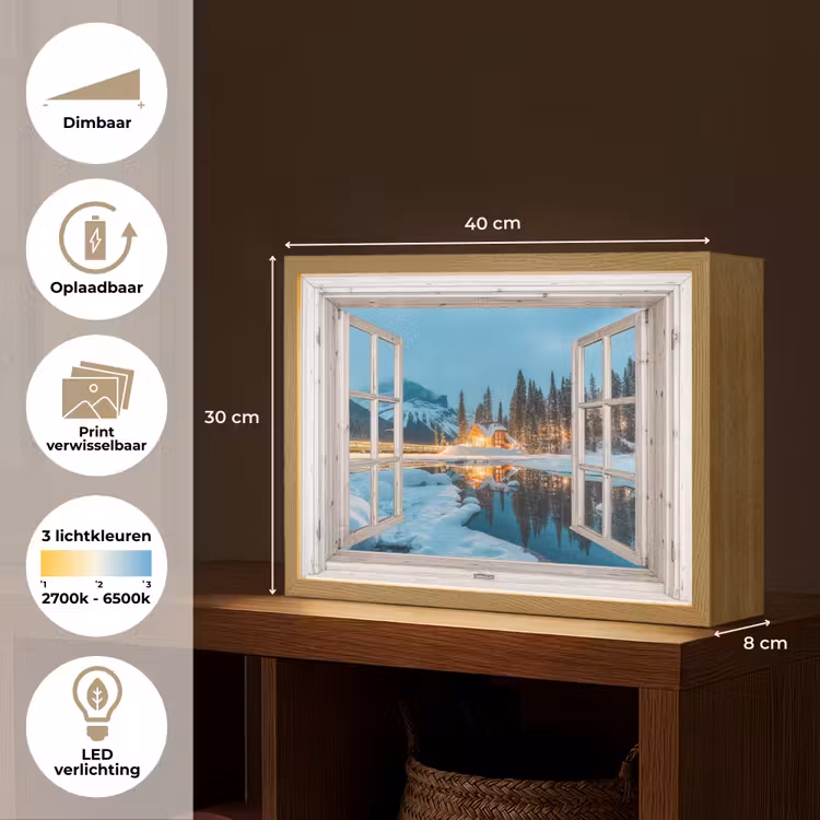 Lightbox - Wandlamp - Doorkijk - Winterlandschap - Natuur - Huis - Bergen — 10