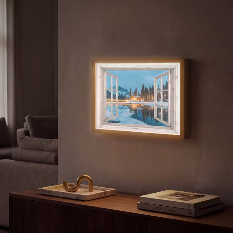 Lightbox - Wandlamp - Doorkijk - Winterlandschap - Natuur - Huis - Bergen — 2