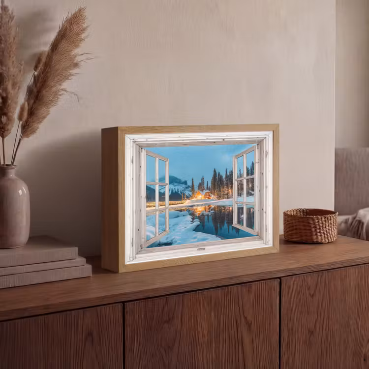 Lightbox - Wandlamp - Doorkijk - Winterlandschap - Natuur - Huis - Bergen — 4
