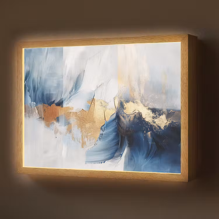 Lightbox - Wandlamp - Goud - Blauw - Verf - Kunst - Modern — 1