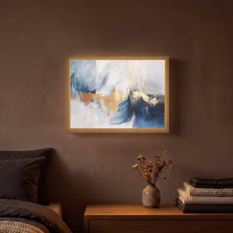 Lightbox - Wandlamp - Goud - Blauw - Verf - Kunst - Modern — 3