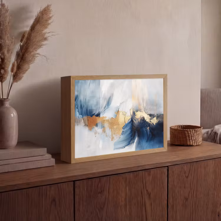 Lightbox - Wandlamp - Goud - Blauw - Verf - Kunst - Modern — 4