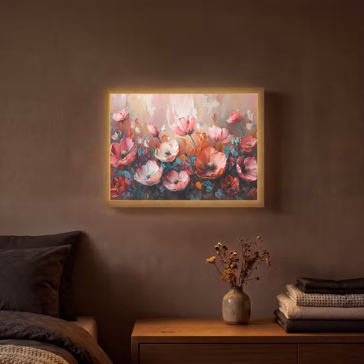 Lightbox - Wandlamp - Klaprozen - Roze - Bloemen - Botanisch - Kunst — 3