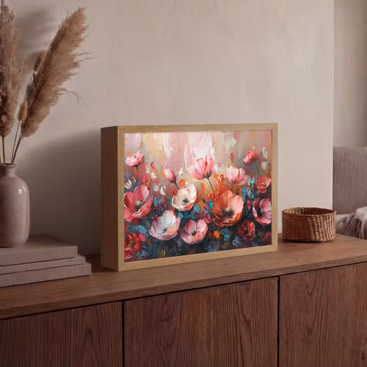 Lightbox - Wandlamp - Klaprozen - Roze - Bloemen - Botanisch - Kunst — 4