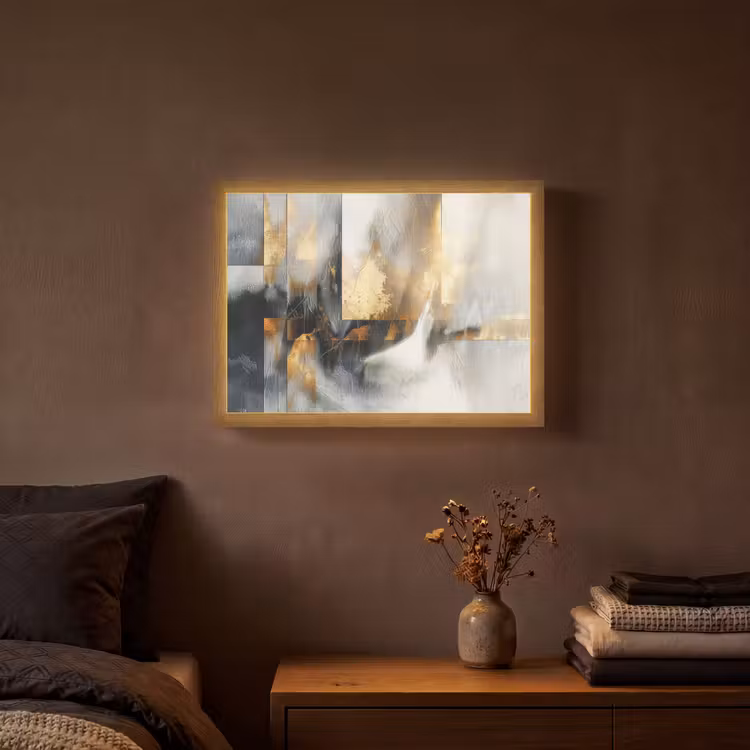 Lightbox - Wandlamp - Kunst - Goud - Zilver - Abstract — 3