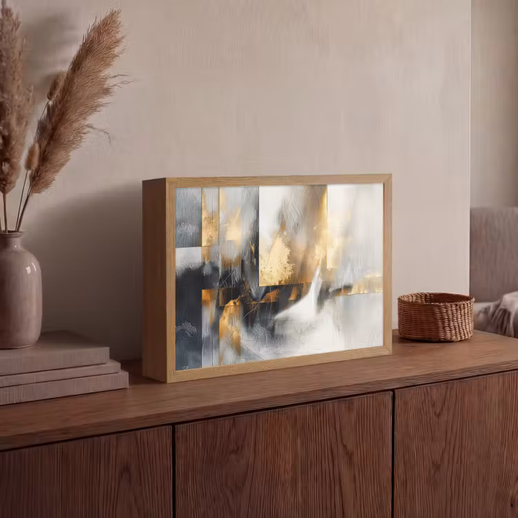 Lightbox - Wandlamp - Kunst - Goud - Zilver - Abstract — 4