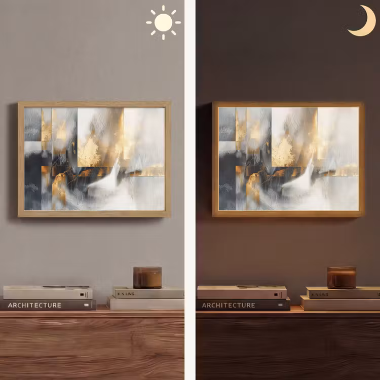 Lightbox - Wandlamp - Kunst - Goud - Zilver - Abstract — 6