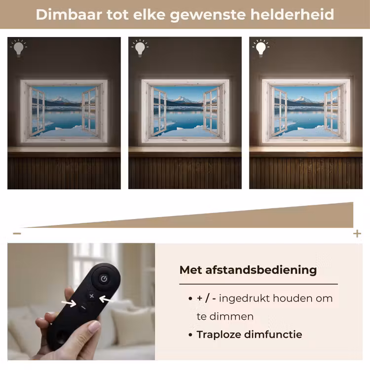 Lightbox - Wandlamp - Landschap - Winter - Meer - Bergen - Uitzicht - Doorkijk - Licht — 9