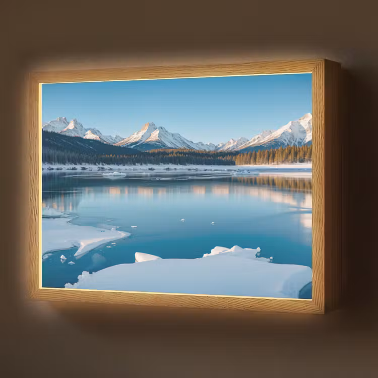 Lightbox - Wandlamp - Landschap - Winter - Meer - Bergen - Uitzicht - IJs — 1