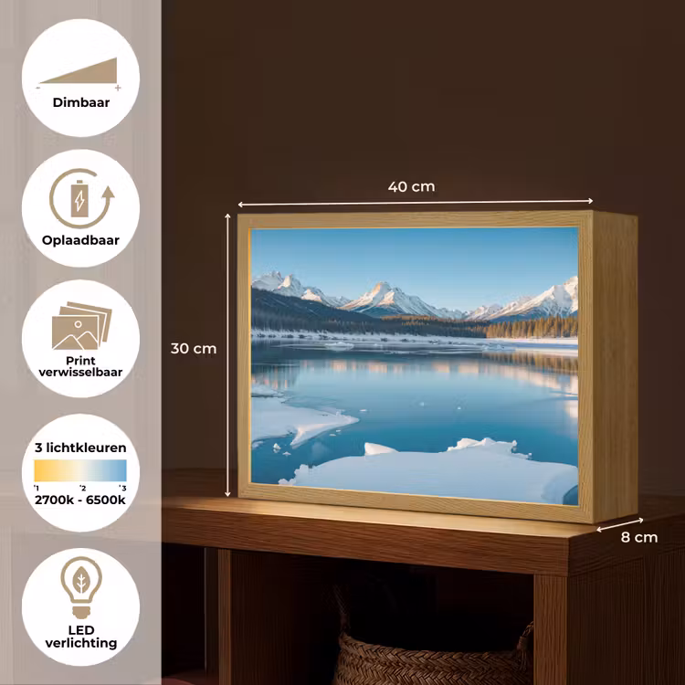 Lightbox - Wandlamp - Landschap - Winter - Meer - Bergen - Uitzicht - IJs — 10
