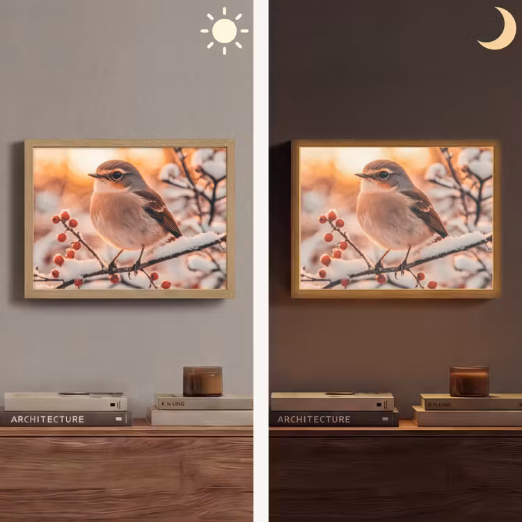 Lightbox - Wandlamp - Vogel - Tak - Winter - Dieren - Sneeuw — 6