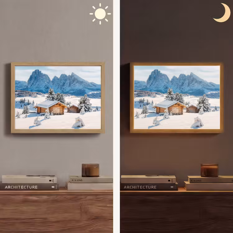 Lightbox - Wandlamp - Winter - Huisje - Bergen - Uitzicht - Sneeuw — 6
