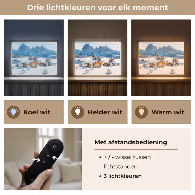 Lightbox - Wandlamp - Winter - Huisje - Bergen - Uitzicht - Sneeuw — 8