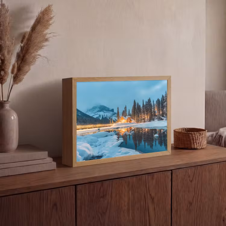 Lightbox - Wandlamp - Winterlandschap - Natuur - Huis - Bergen - Sneeuw — 4