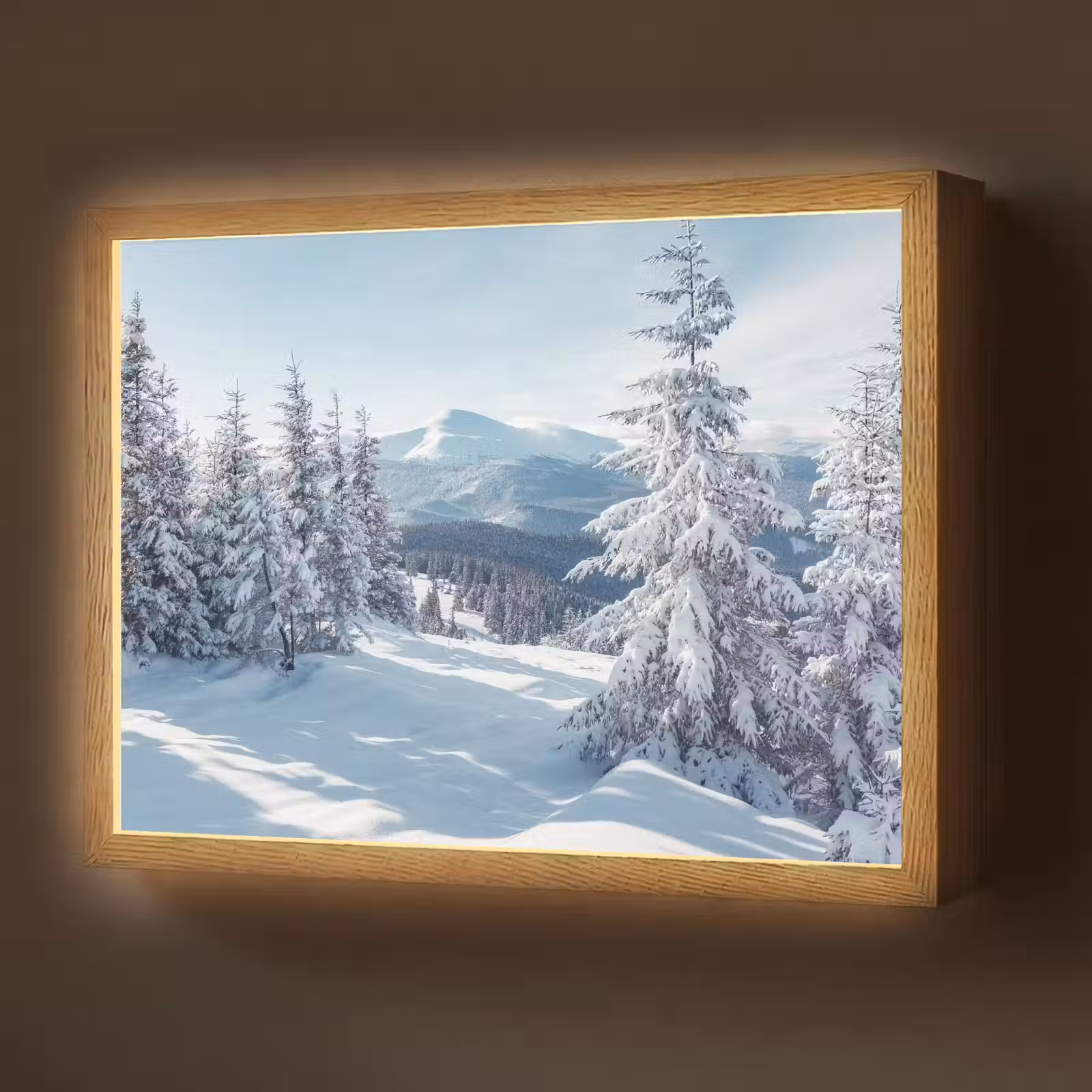 Lightbox - Wandlamp - Winterlandschap - Natuur - Berg - Bomen - Sneeuw — 1