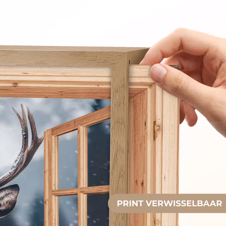 Lightbox - Wandlamp - Doorkijk - Hert - Dieren - Winterlandschap - Sneeuw — 5