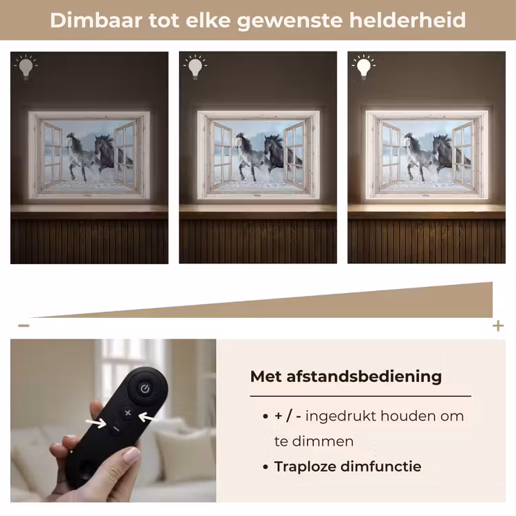Lightbox - Wandlamp - Doorkijk - Paarden - Winter - Dieren - Natuur - Wit — 9