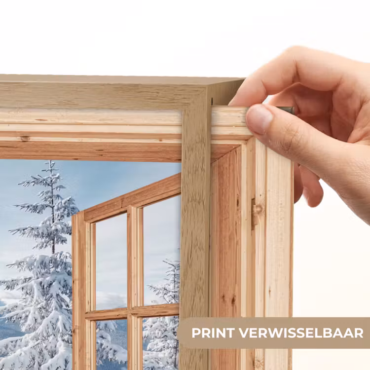 Lightbox - Wandlamp - Doorkijk - Winterlandschap - Natuur - Berg - Bomen - Hout — 5