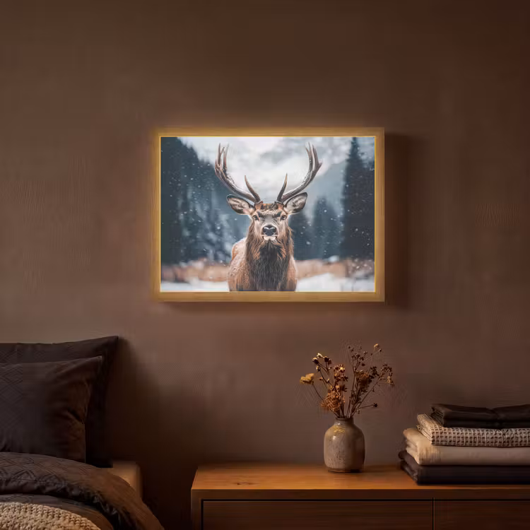 Lightbox - Wandlamp - Hert - Dieren - Landschap - Winter - Sneeuw — 3