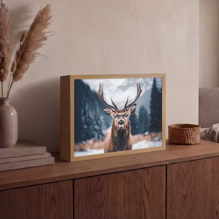 Lightbox - Wandlamp - Hert - Dieren - Landschap - Winter - Sneeuw — 4