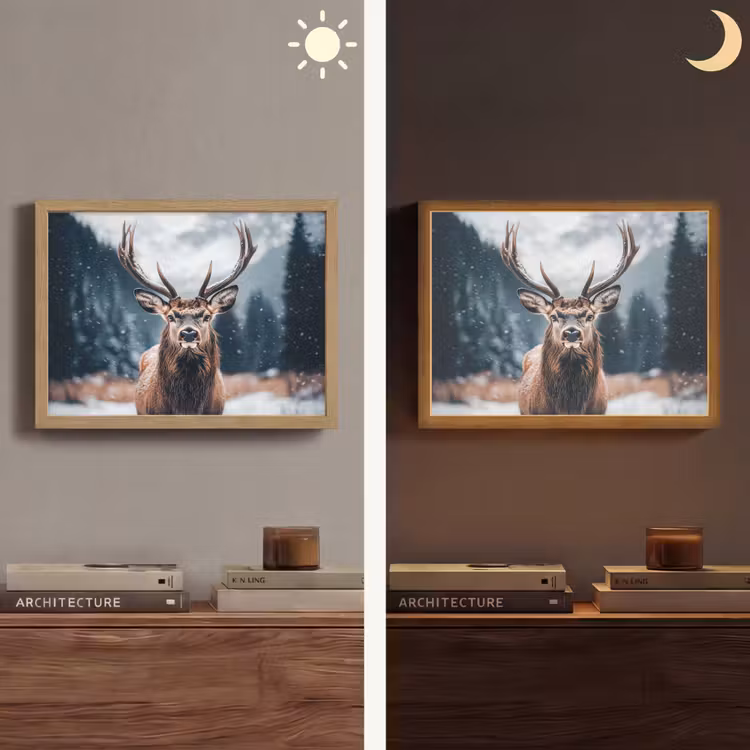 Lightbox - Wandlamp - Hert - Dieren - Landschap - Winter - Sneeuw — 6
