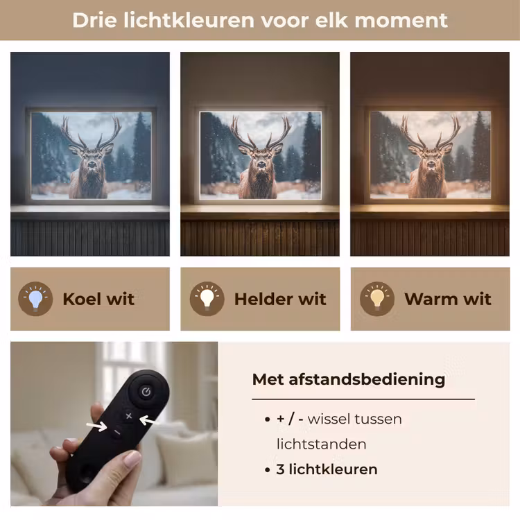 Lightbox - Wandlamp - Hert - Dieren - Landschap - Winter - Sneeuw — 8