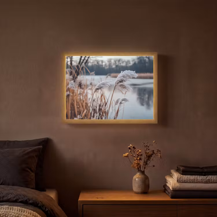 Lightbox - Wandlamp - Riet - Gras - Natuur - Winter - Meer — 3