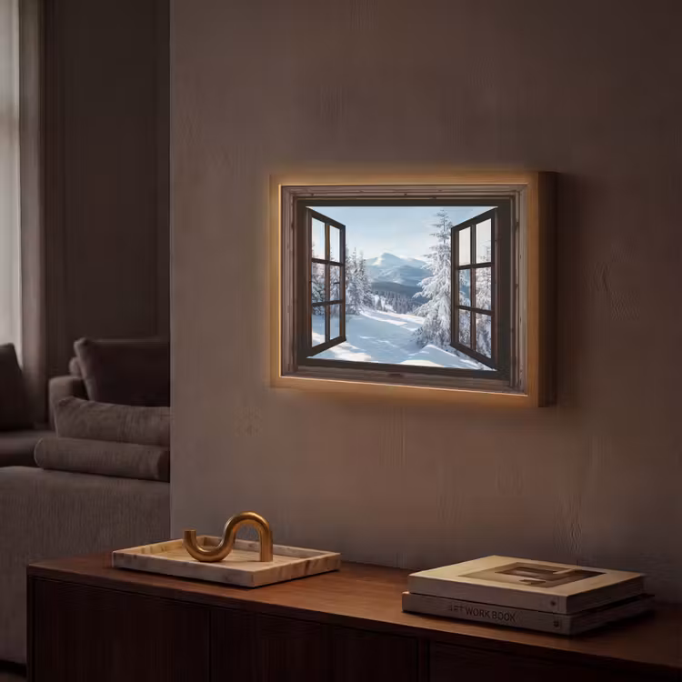 Lightbox - Wandlamp - Winter - Landschap - Natuur - Berg - Bomen - Doorkijk - Uitzicht — 2