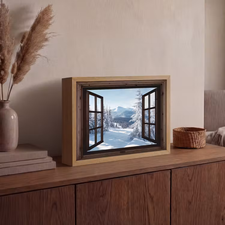Lightbox - Wandlamp - Winter - Landschap - Natuur - Berg - Bomen - Doorkijk - Uitzicht — 4