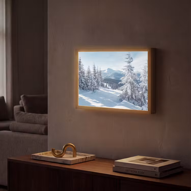 Lightbox - Wandlamp - Winterlandschap - Natuur - Berg - Bomen - Sneeuw — 2