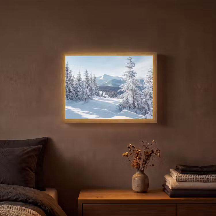 Lightbox - Wandlamp - Winterlandschap - Natuur - Berg - Bomen - Sneeuw — 3