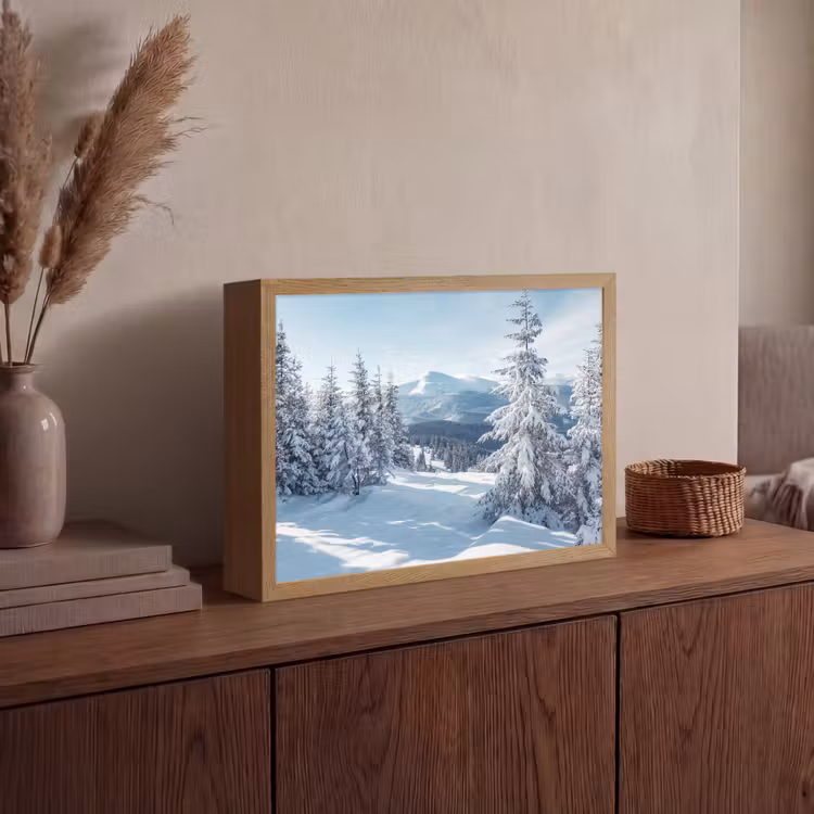 Lightbox - Wandlamp - Winterlandschap - Natuur - Berg - Bomen - Sneeuw — 4