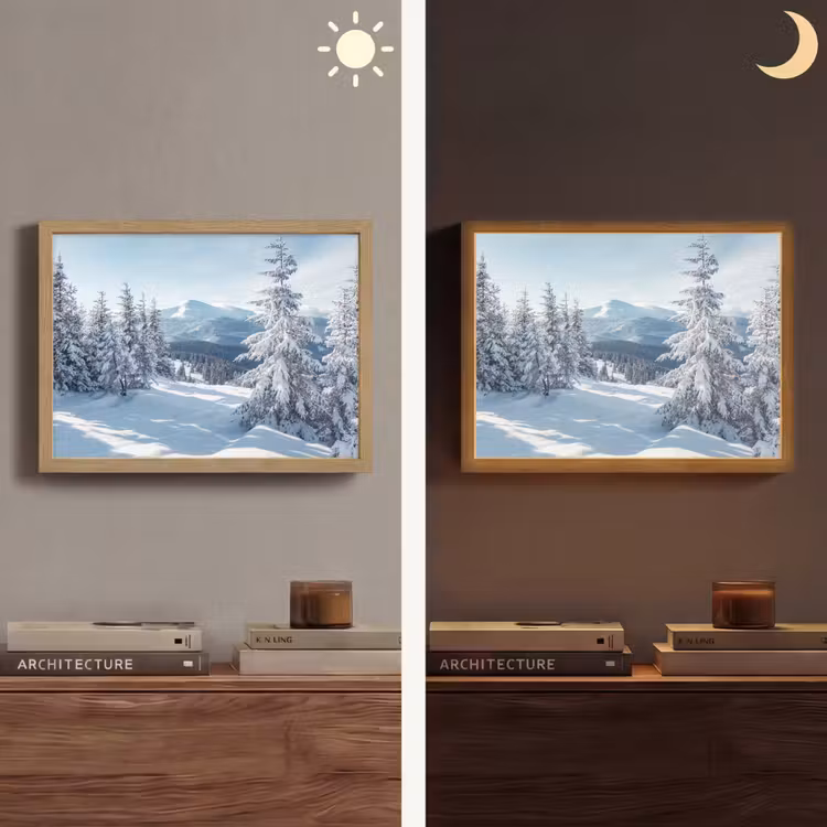 Lightbox - Wandlamp - Winterlandschap - Natuur - Berg - Bomen - Sneeuw — 6