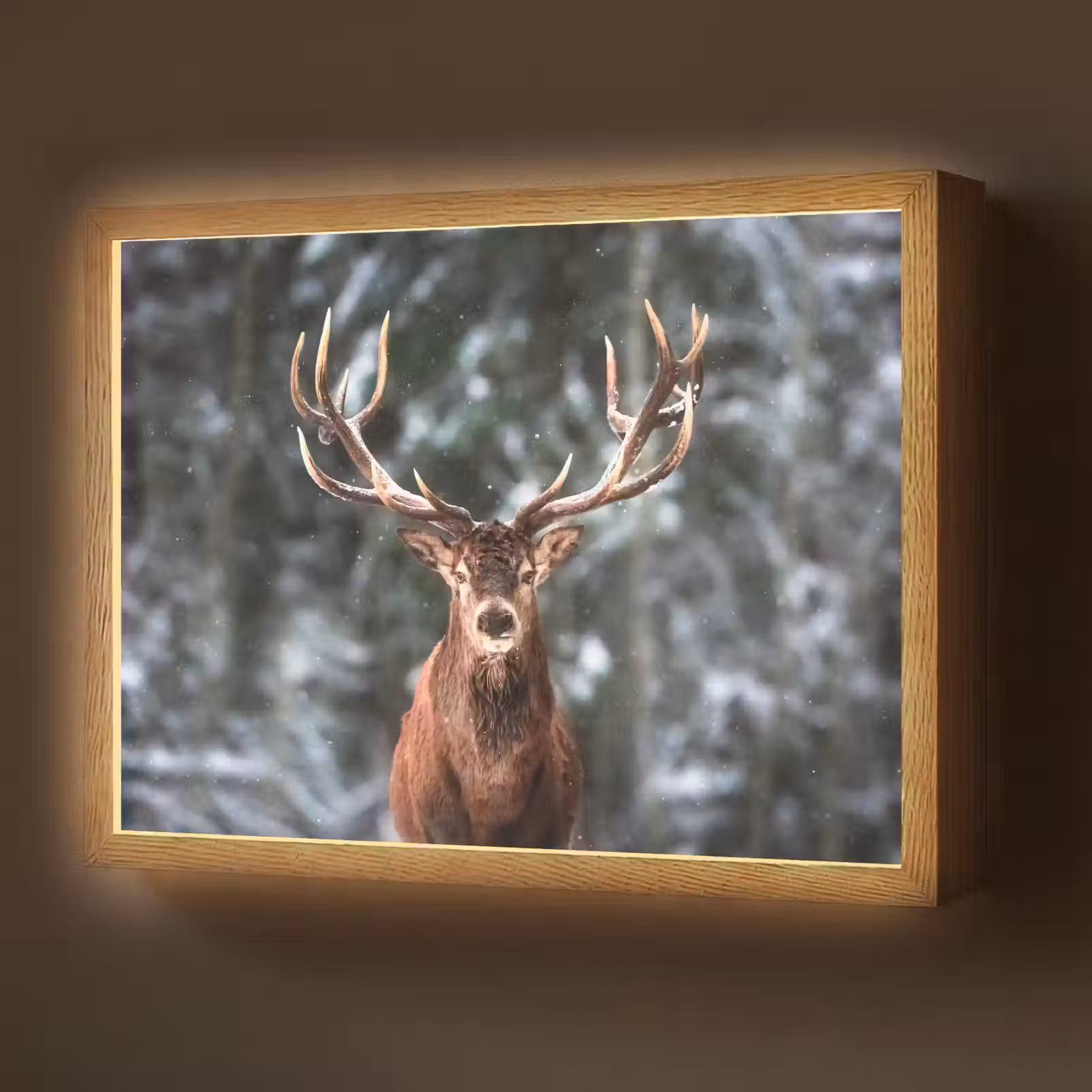 Lightbox - Wandlamp - Hert - Winter - Sneeuw - Bos - Natuur - Dier — 1