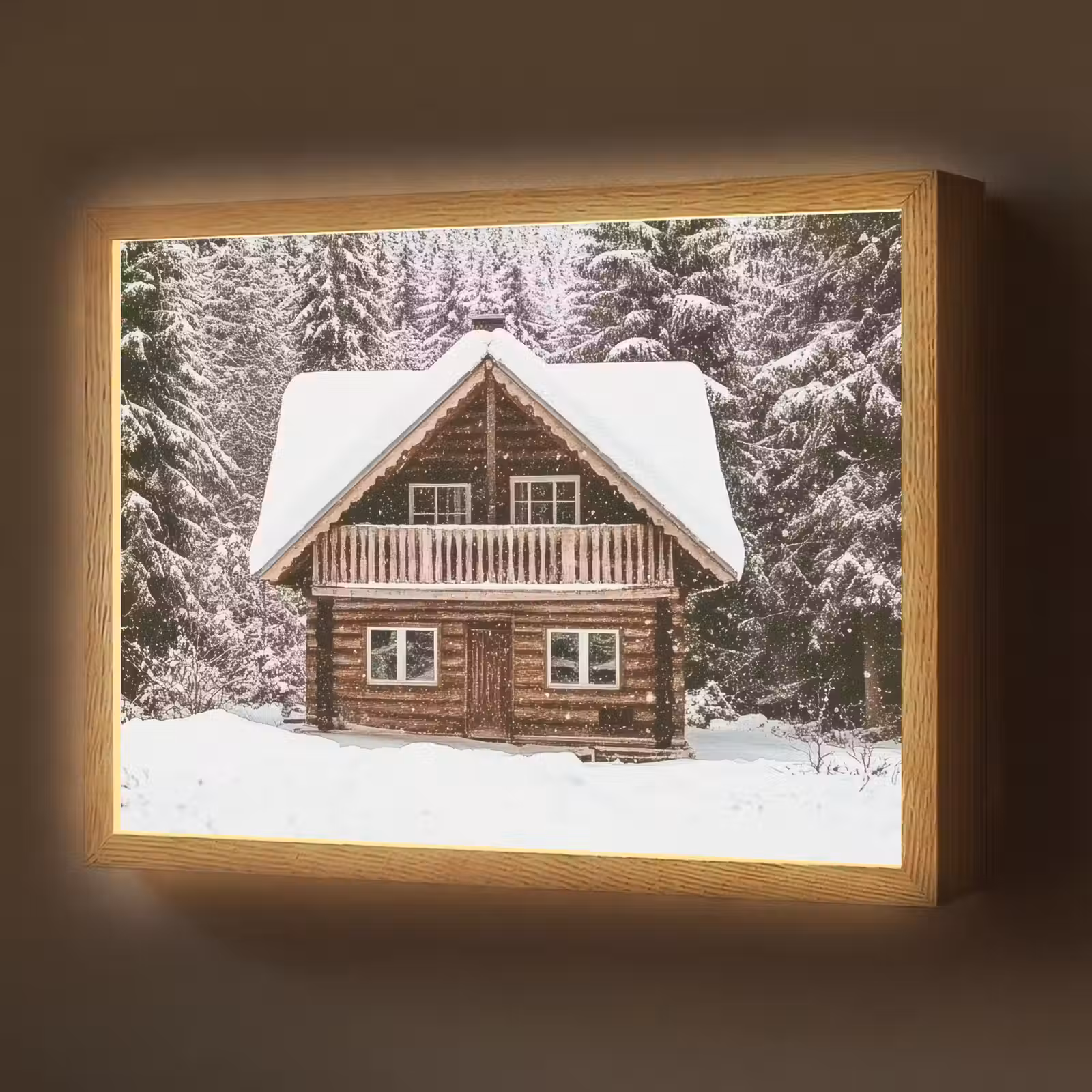 Lightbox - Wandlamp - Huis - Bos - Winter - Natuur - Sneeuw — 1