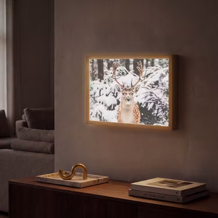 Lightbox - Wandlamp - Hert - Sneeuw - Winter - Bos - Dieren — 2