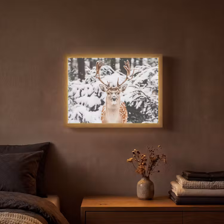 Lightbox - Wandlamp - Hert - Sneeuw - Winter - Bos - Dieren — 3