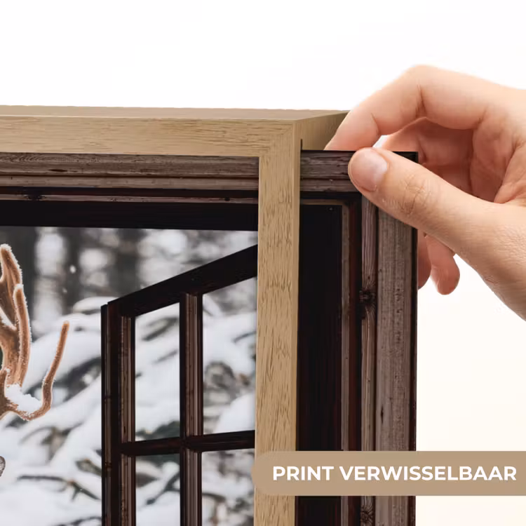 Lightbox - Wandlamp - Hert - Sneeuw - Winter - Bos - Dieren - Doorkijk — 5