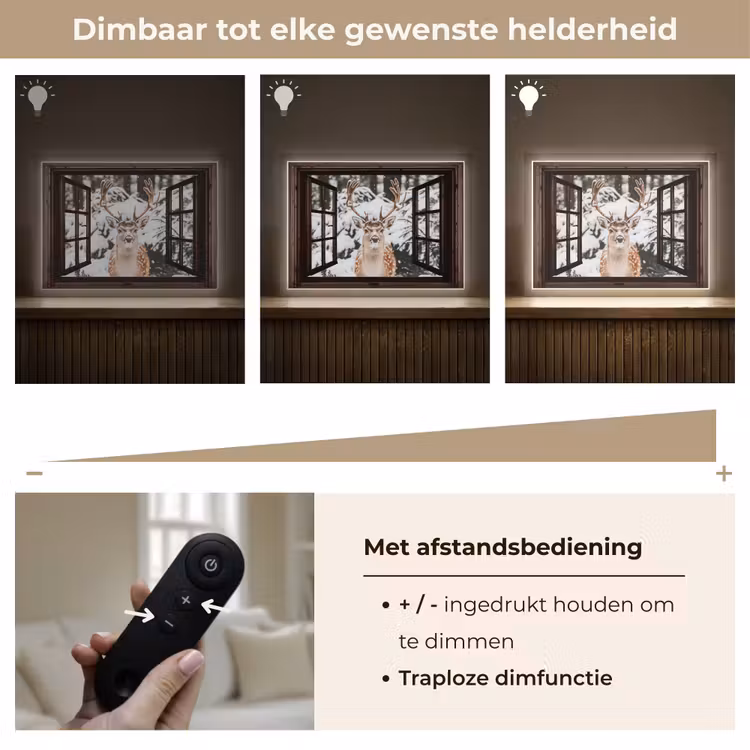 Lightbox - Wandlamp - Hert - Sneeuw - Winter - Bos - Dieren - Doorkijk — 9