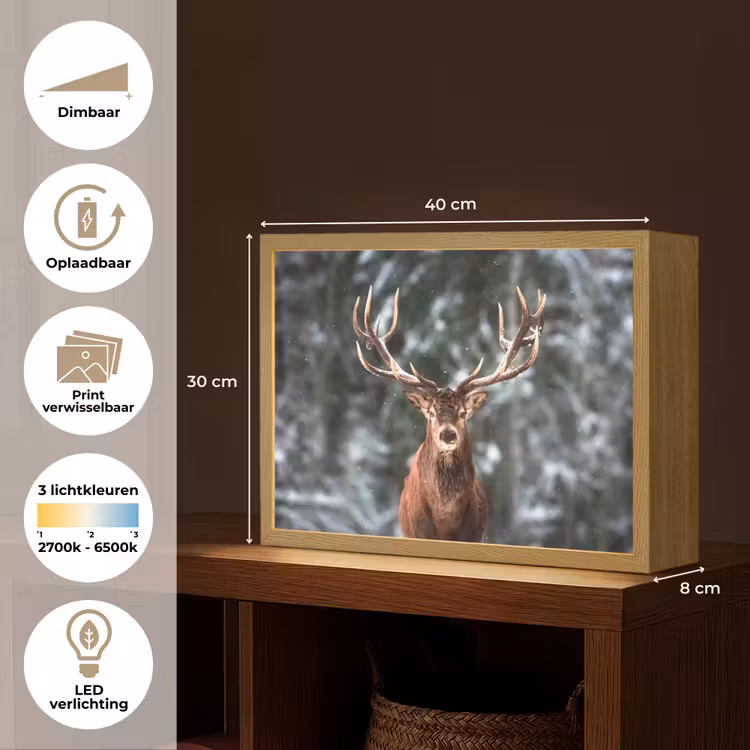 Lightbox - Wandlamp - Hert - Winter - Sneeuw - Bos - Natuur - Dier — 10