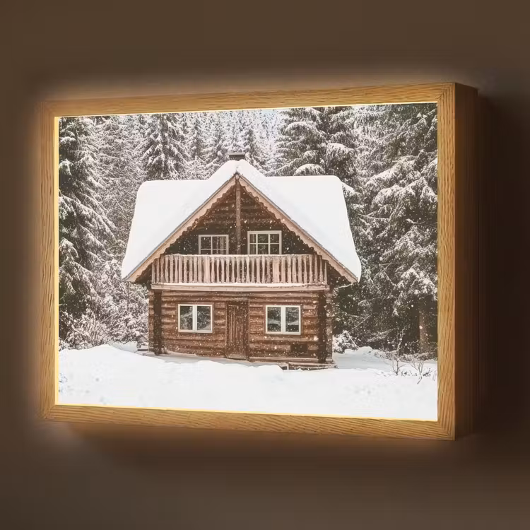 Lightbox - Wandlamp - Huis - Bos - Winter - Natuur - Sneeuw — 1