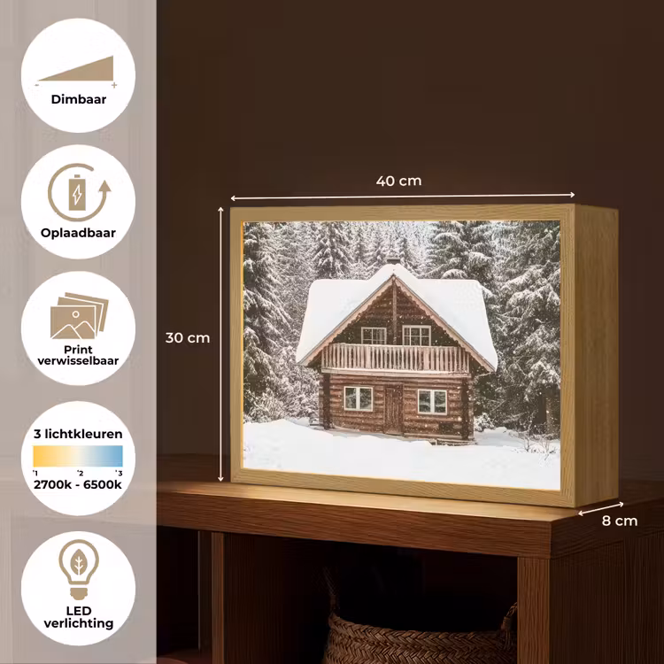 Lightbox - Wandlamp - Huis - Bos - Winter - Natuur - Sneeuw — 10