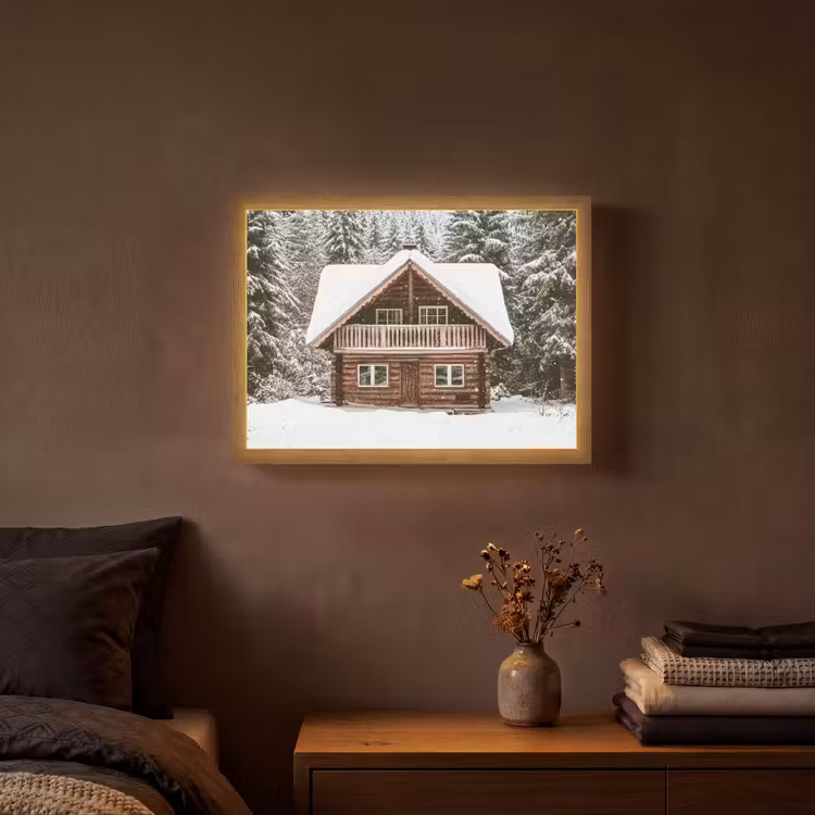 Lightbox - Wandlamp - Huis - Bos - Winter - Natuur - Sneeuw — 3