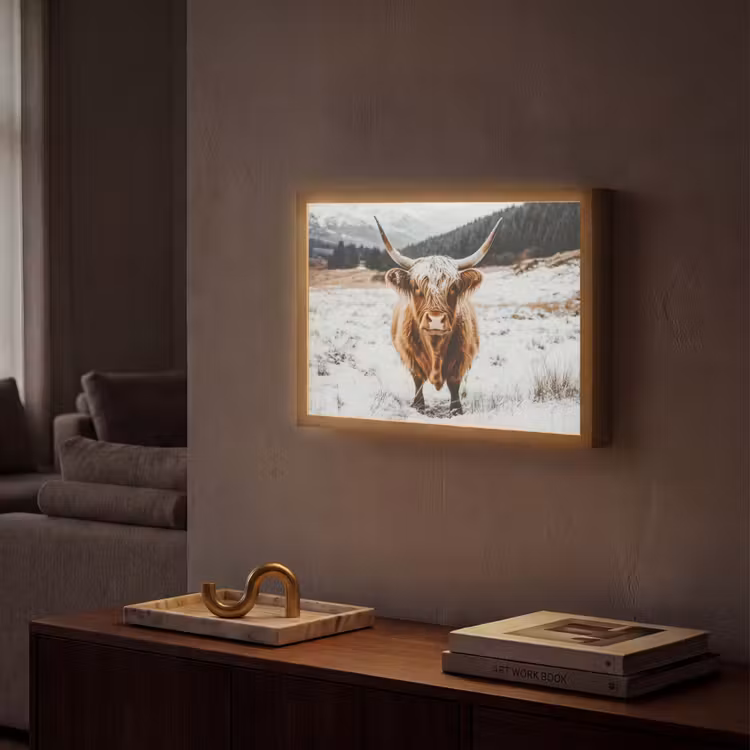 Lightbox - Wandlamp - Schotse Hooglander - Landschap - Sneeuw - Bergen - Winter — 2