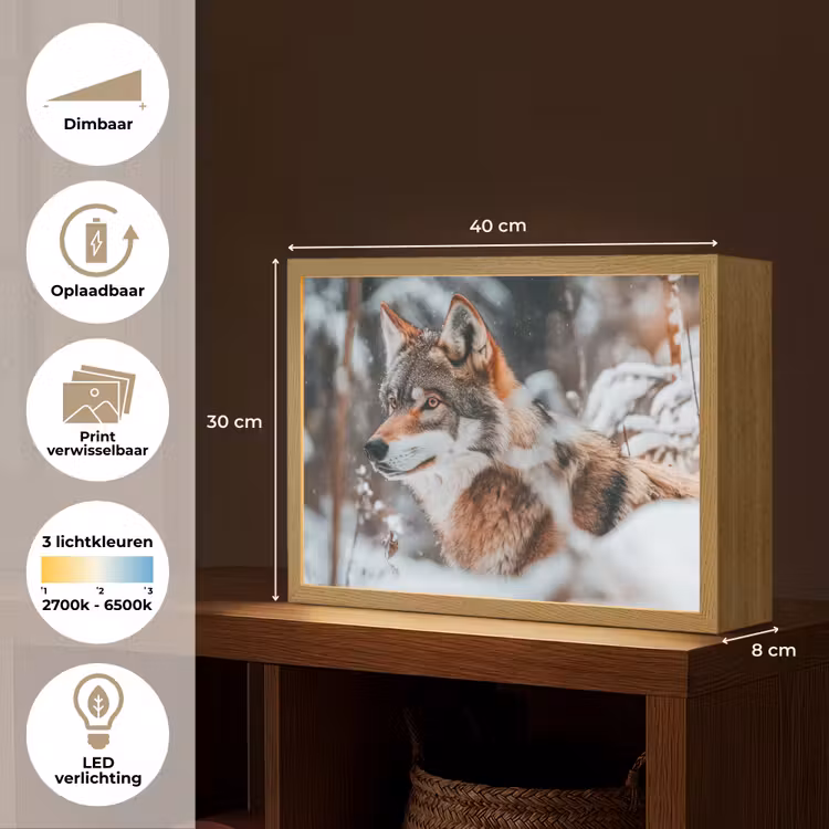 Lightbox - Wandlamp - Wolf - Sneeuw - Winter - Dieren - Natuur - Sneeuw — 10